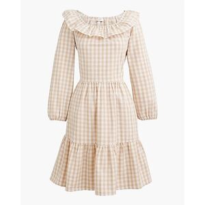 J. Crew Seersucker ruffleneck Gingham mini dress